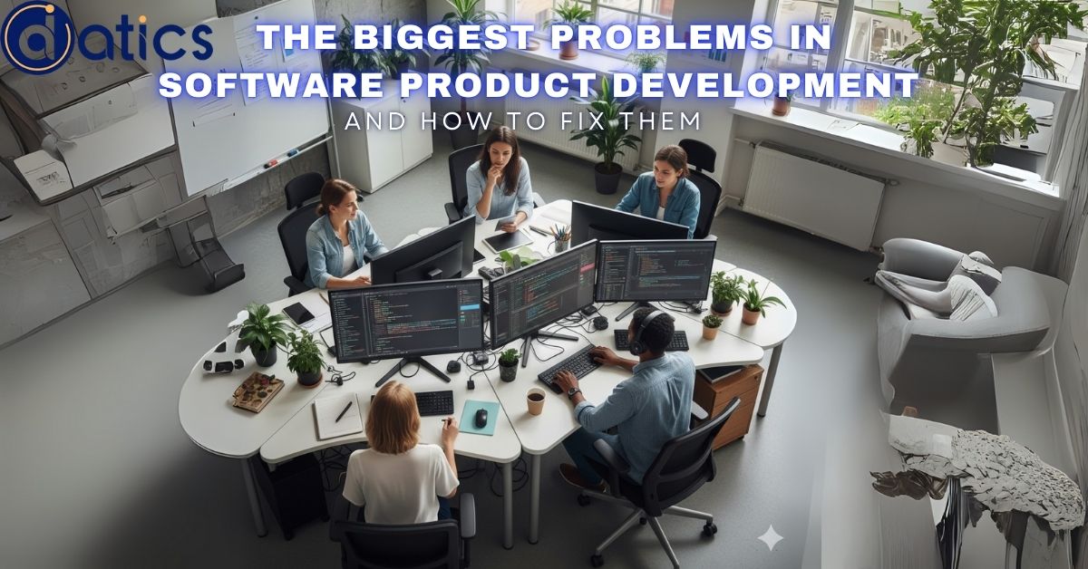 A visual representation highlighting the major challenges faced in software product development processes.